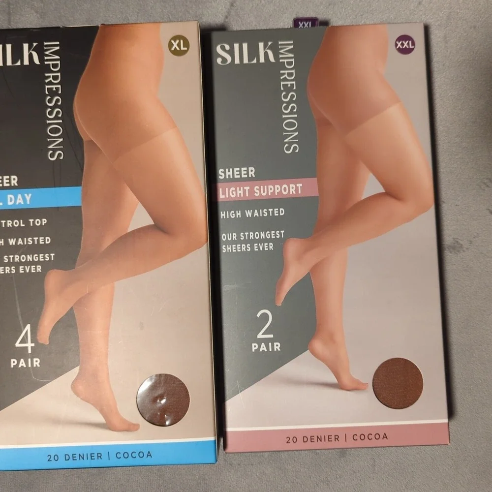 Silk Impressions Pantyhose XL, 2XL Beige, Cocoa Mixed Lot 3 Boxes 10 pairs